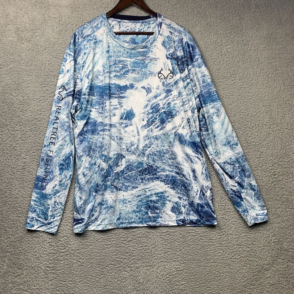 Realtree Fishing Shirt Mens XXL Blue Water By Colusseum Outdoors Sports